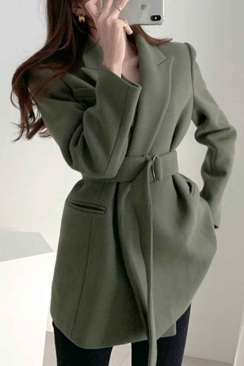 Elegant Belted Wool-Blend Coat