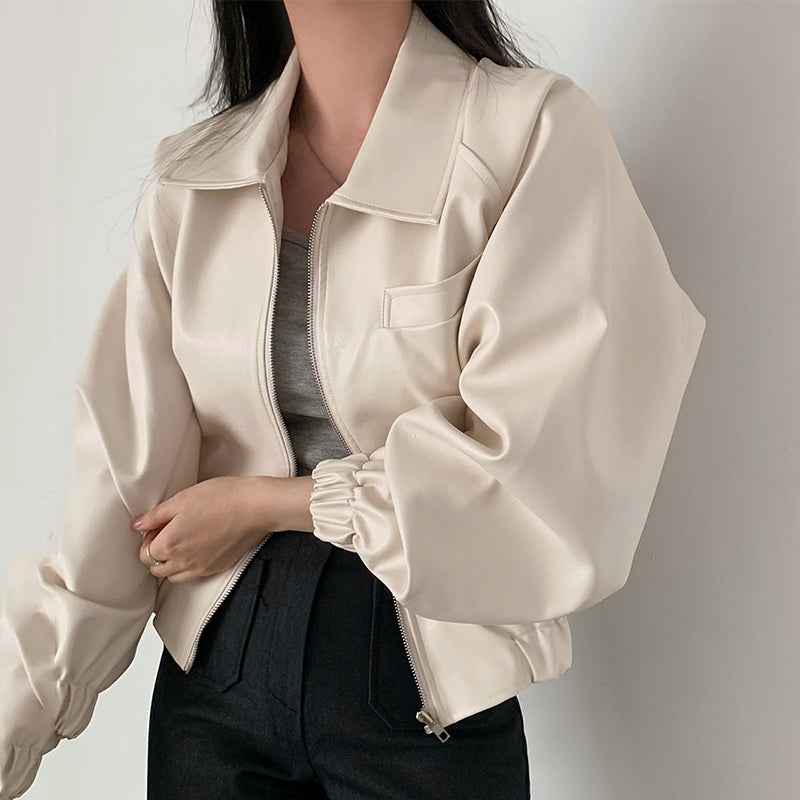 Faux Leather Chic – Women’s PU Jacket