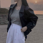 Faux Leather Chic – Women’s PU Jacket