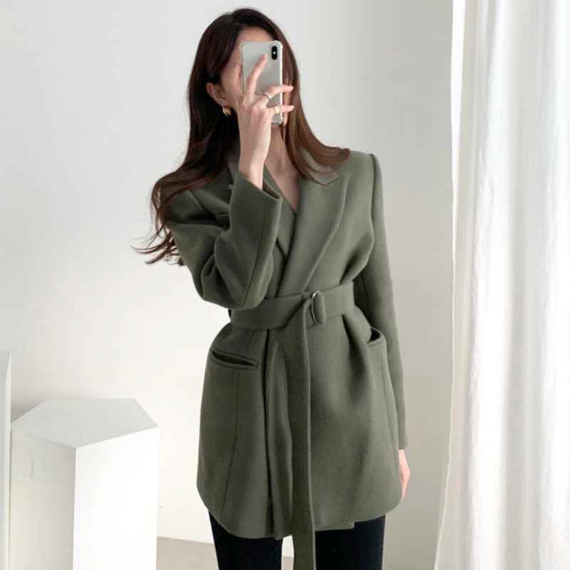 Elegant Belted Wool-Blend Coat